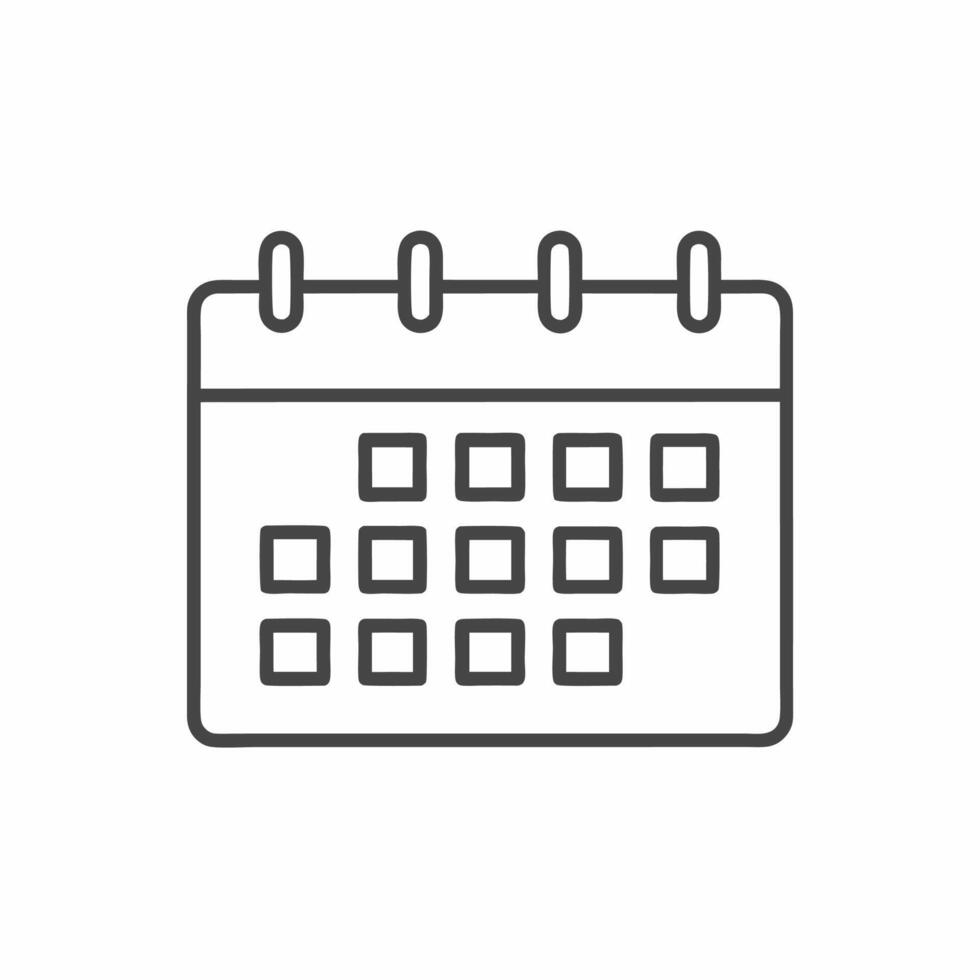 Calendar icon representing organization and time management in a minimalist design for planners and schedules vector