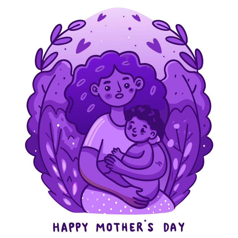 Mothers day card with a woman holding a baby vector