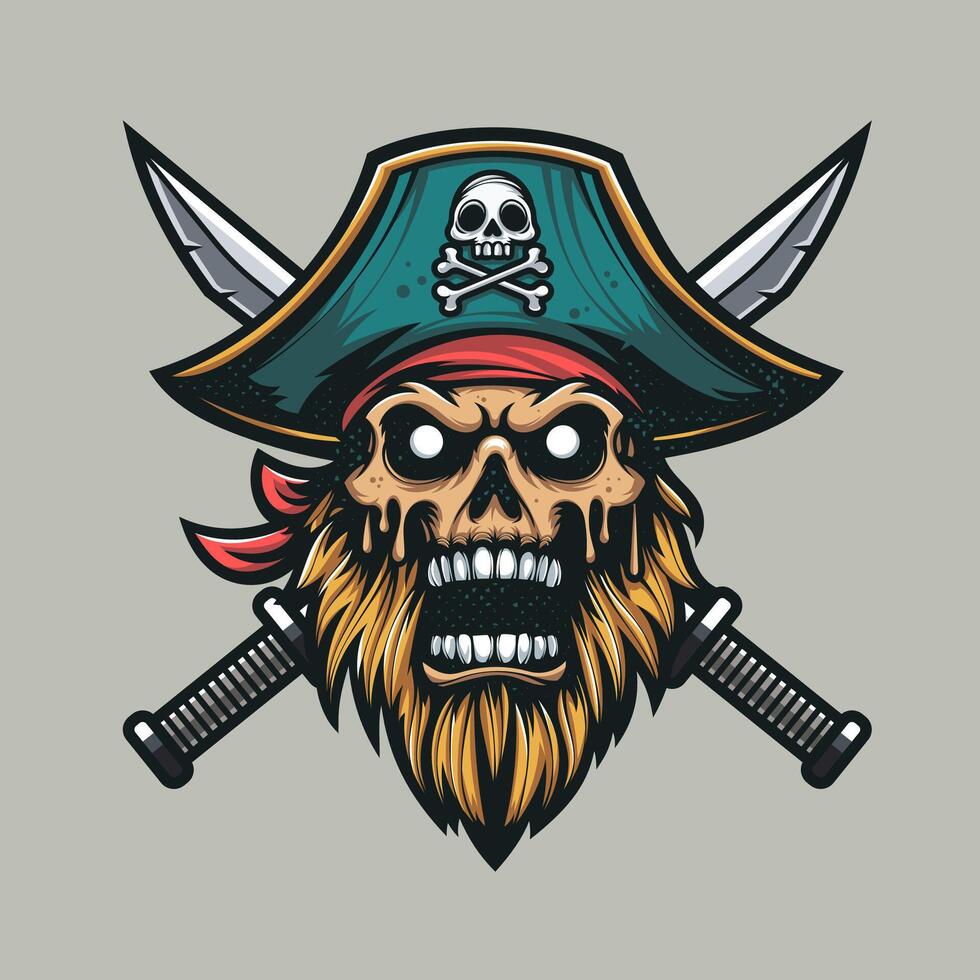 Pirate Skull with Swords vector