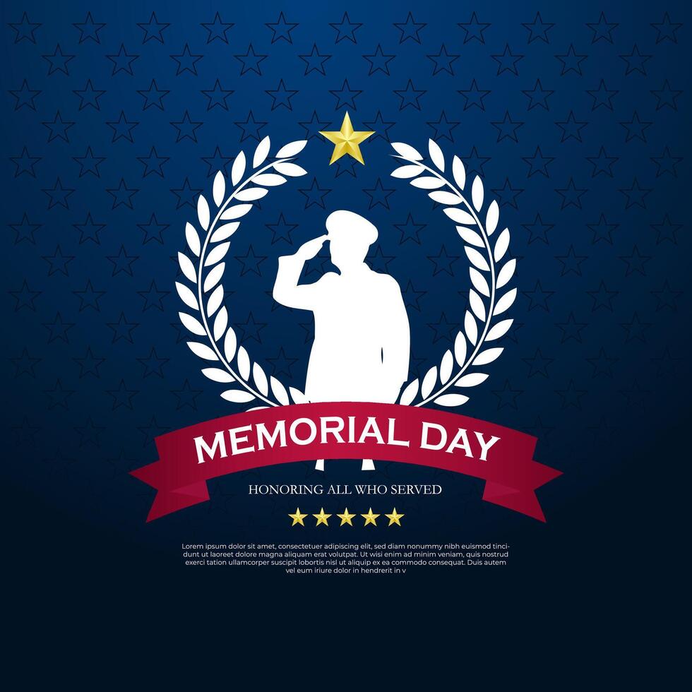 Memorial day background with a soldier saluting vector