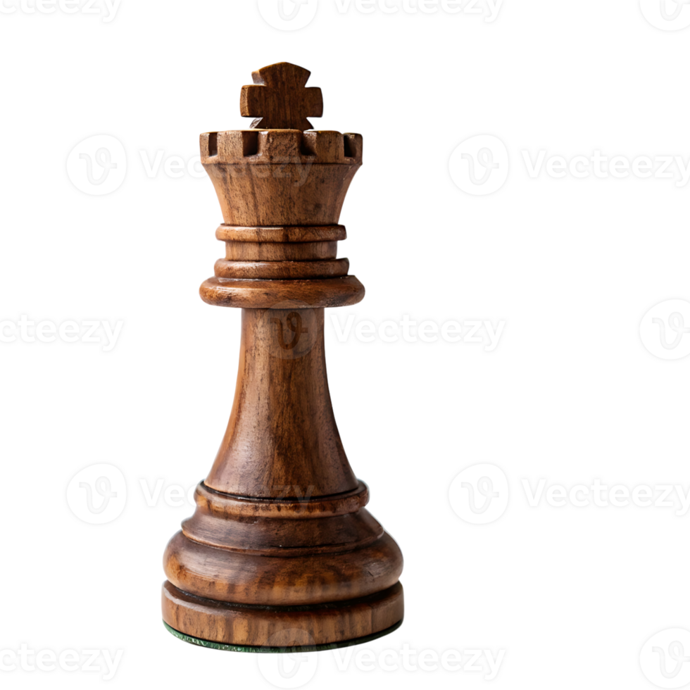 Elegant close up shot of a wooden chess king on a chessboard emphasizing its polished finish and the surrounding chess pieces png