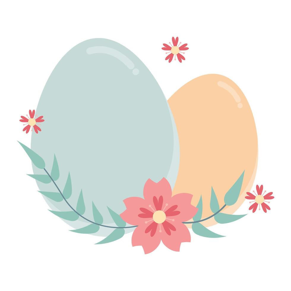 Tosca Green And Yellow Eggs With Floral Decoration vector