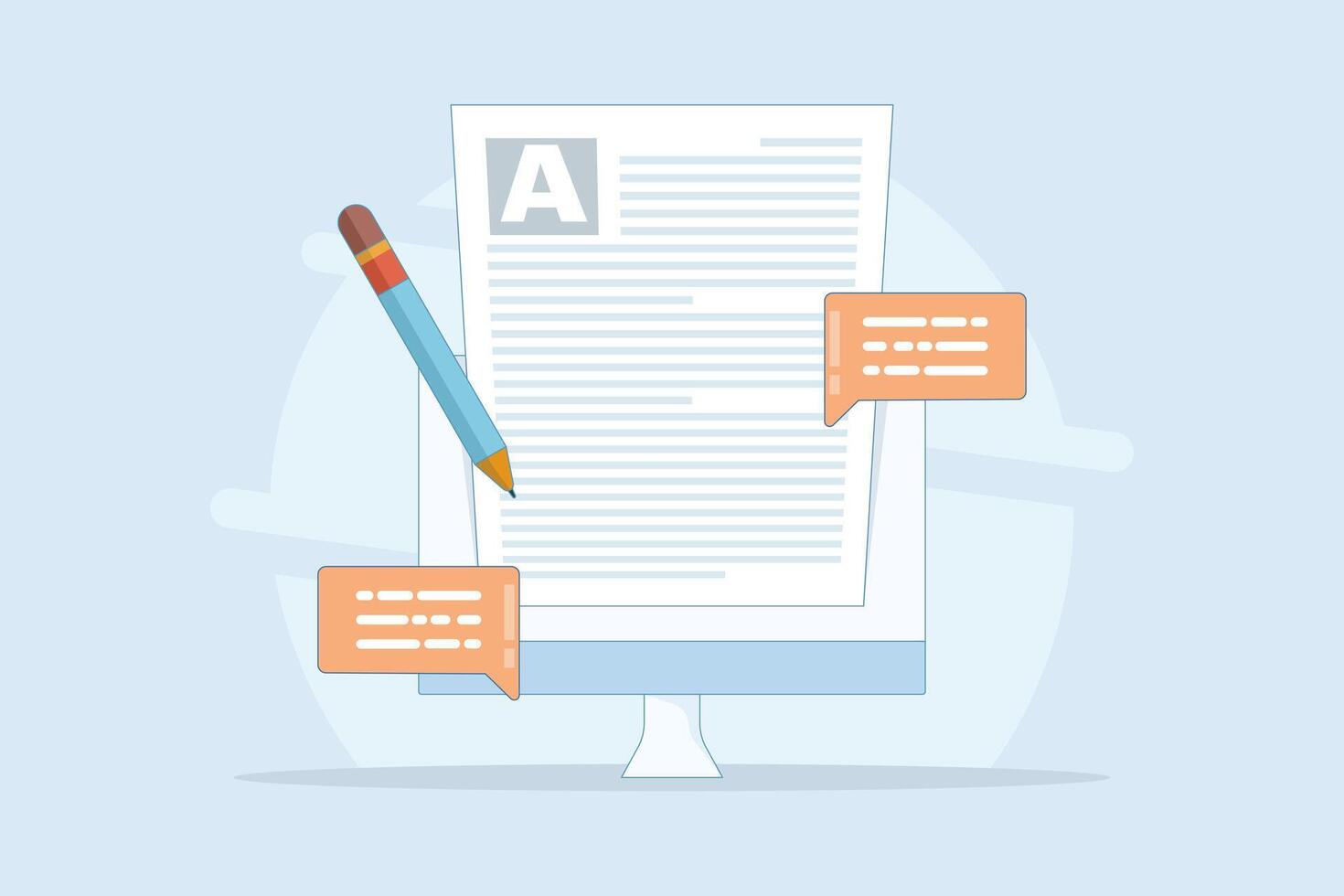 Blog concept, Content Marketing, Blog and SMM concept in flat design. Blog page filled with content. The process of uploading articles and media materials. Flat design illustration in the background. vector