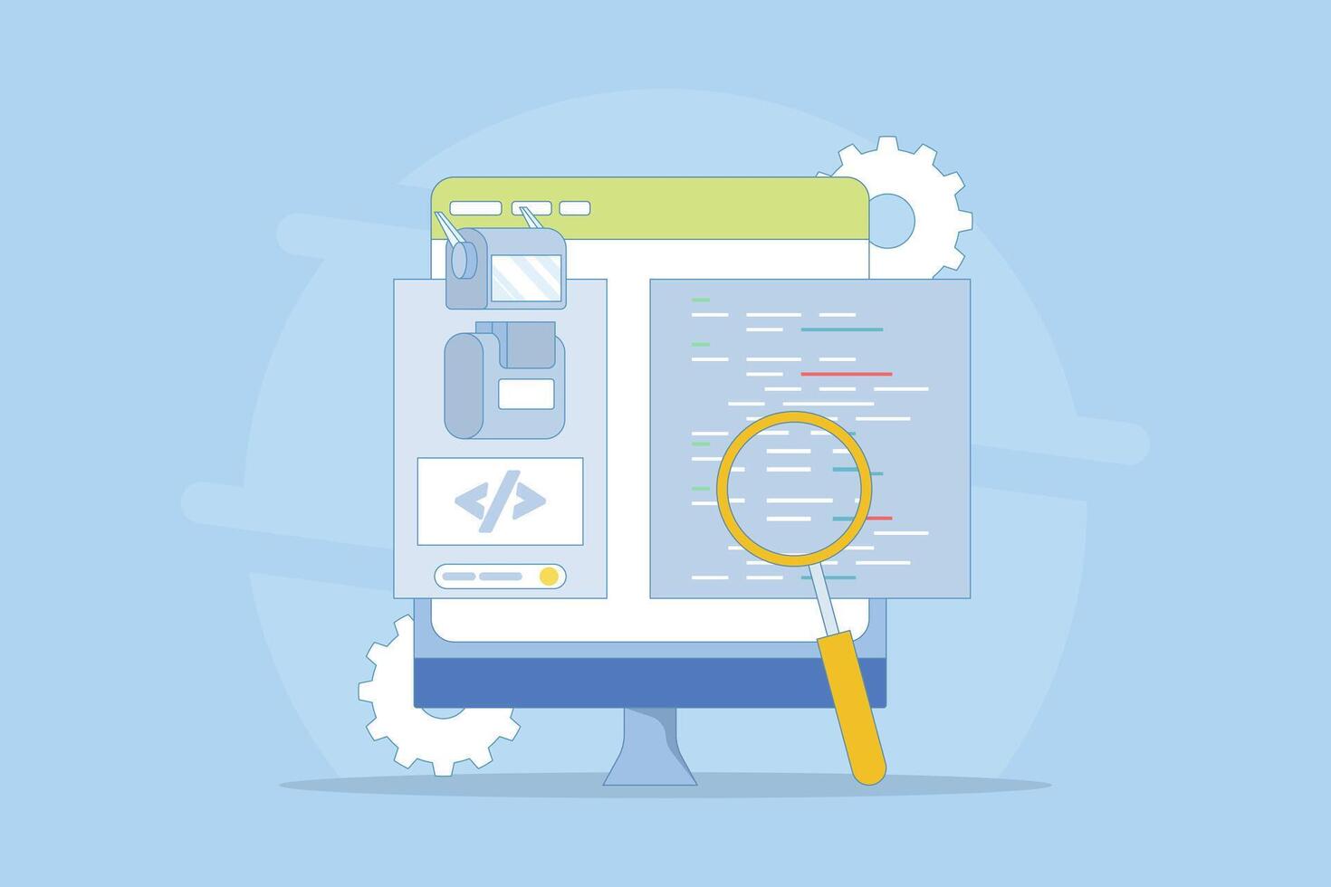 artificial inteligencia codificación concepto, código desarrollo automatización, ai código asistencia, ai agente codificación, robot codificación sí mismo. utilizando ai bots a escribir programación código. diseño ilustración vector