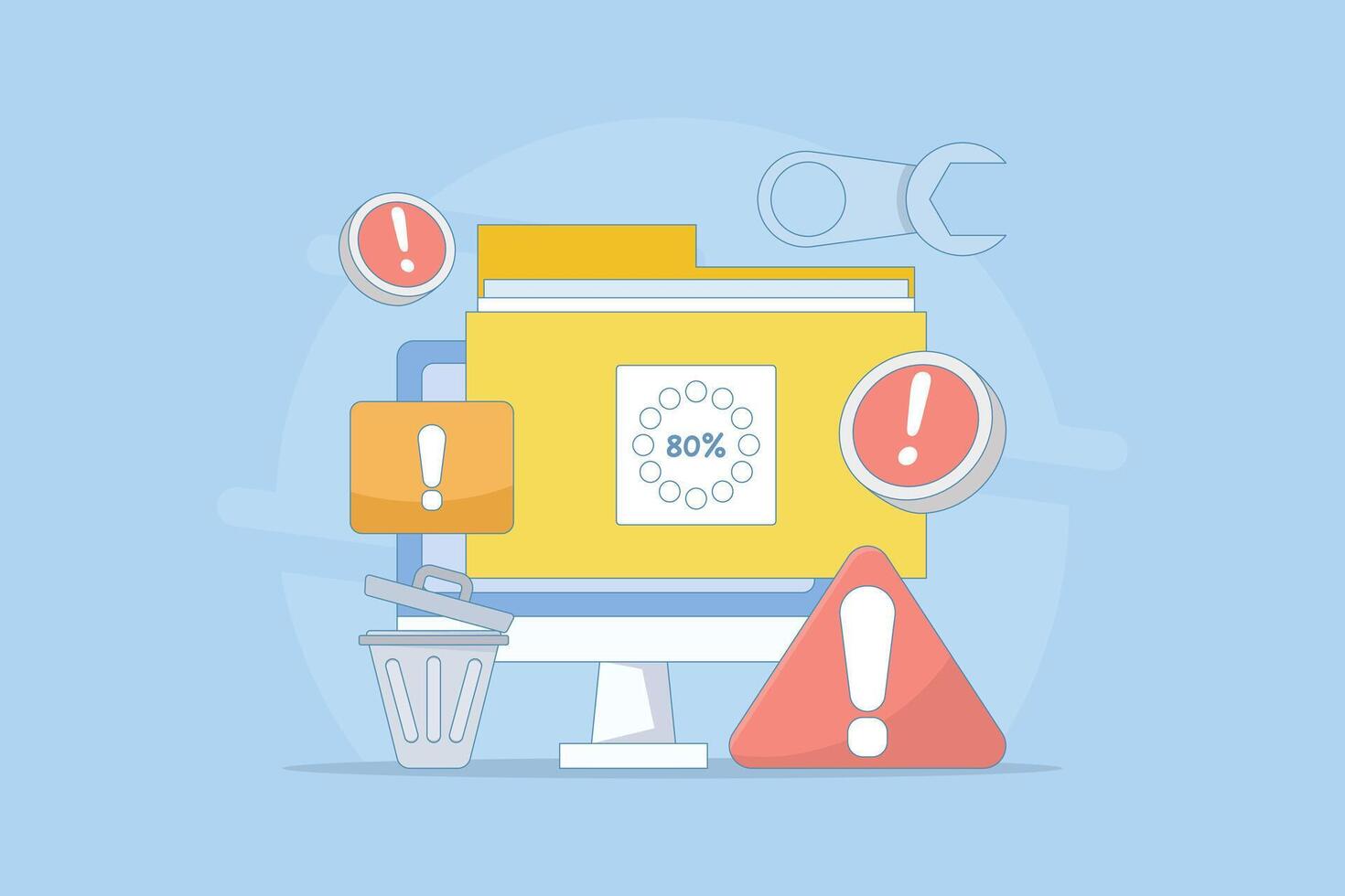 HDD repair concept. Recovery process. Data recovery, data storage backup, hardware disk repair service. illustration in flat simple design on background. vector