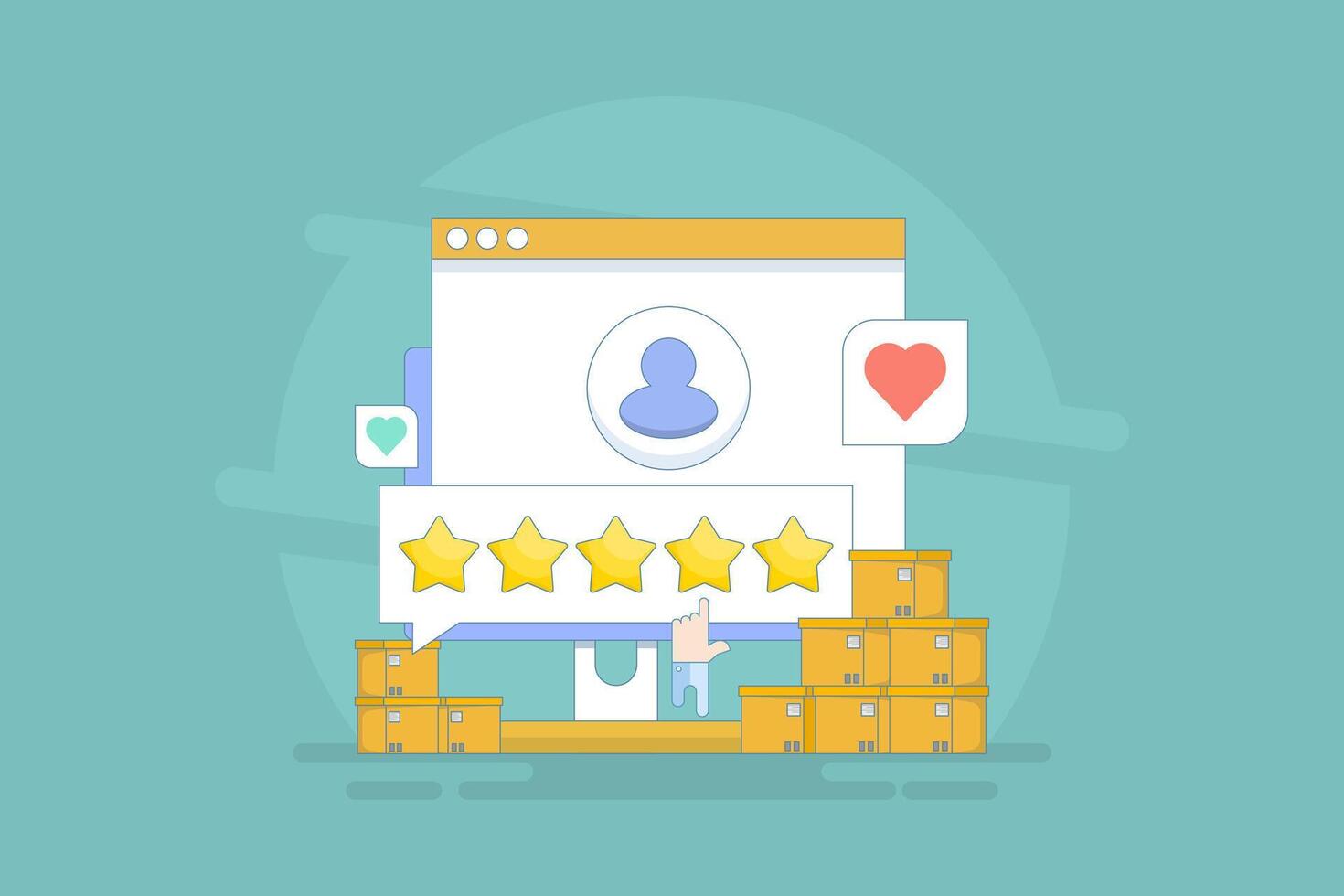 Customer rating and reviews concept, Product Rating by customers, 5 star rating for products and services. User reviews with good and bad ratings. Simple flat illustration on background. vector