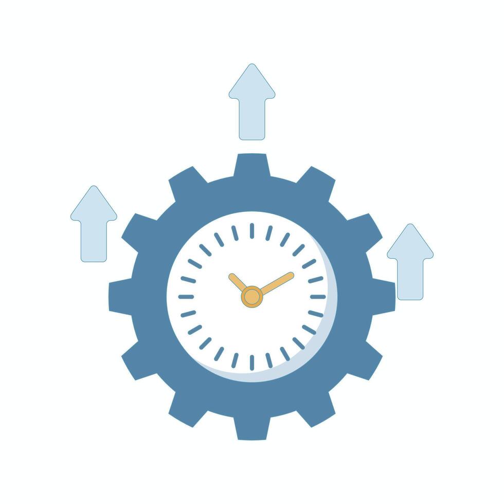 Productivity Concept. Clock with Arrows. Solutions to business problems, efficiency and innovation ideas, creative business. Flat Illustration Design on background. vector