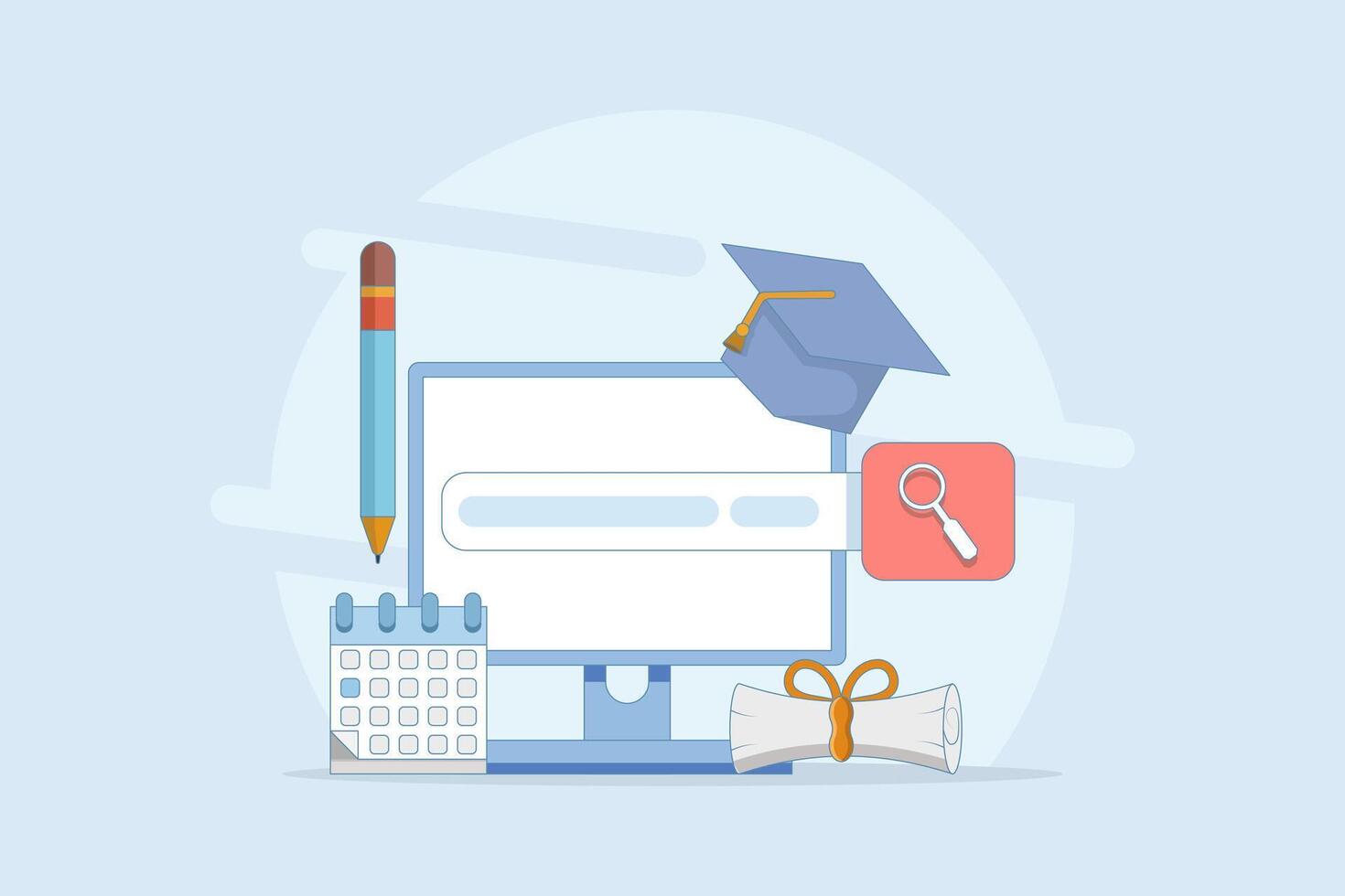 Online Education Concept on E-learning Application Website Internet Class Webinar Digital Class Online Tutorial. about application learning, education platform, watch webinar. flat illustration. vector