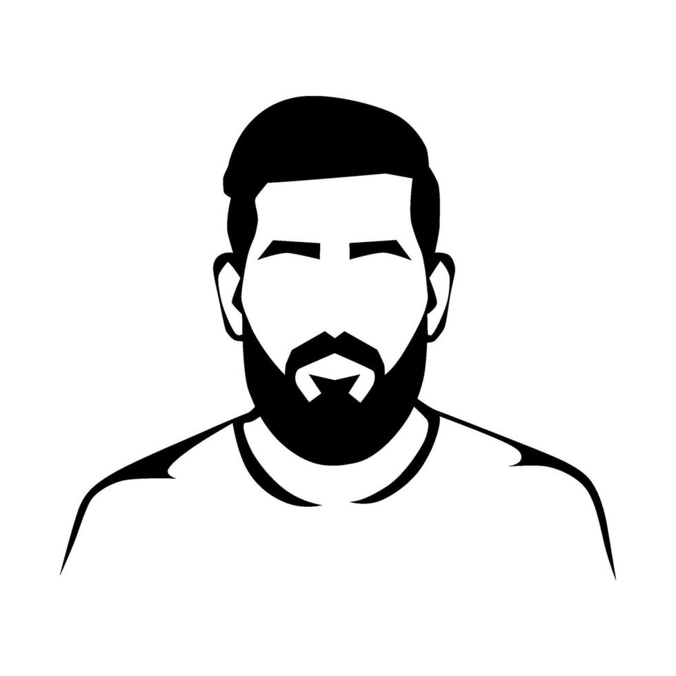 Minimalist black-and-white illustration of a man with a beard, perfect for graphic design vector