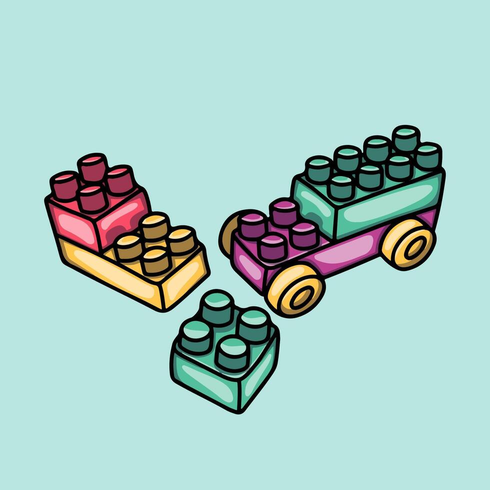 Colorful toy bricks for kids vector
