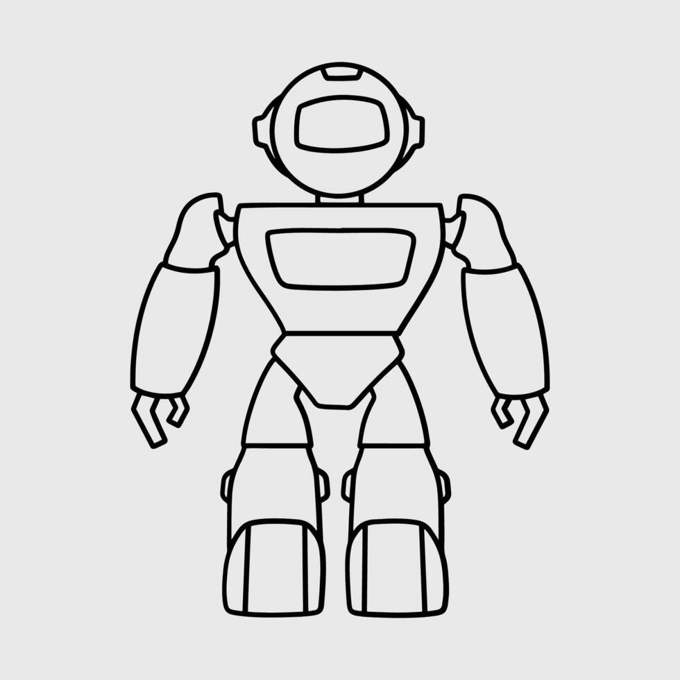 Outline illustration of a friendly robot character vector