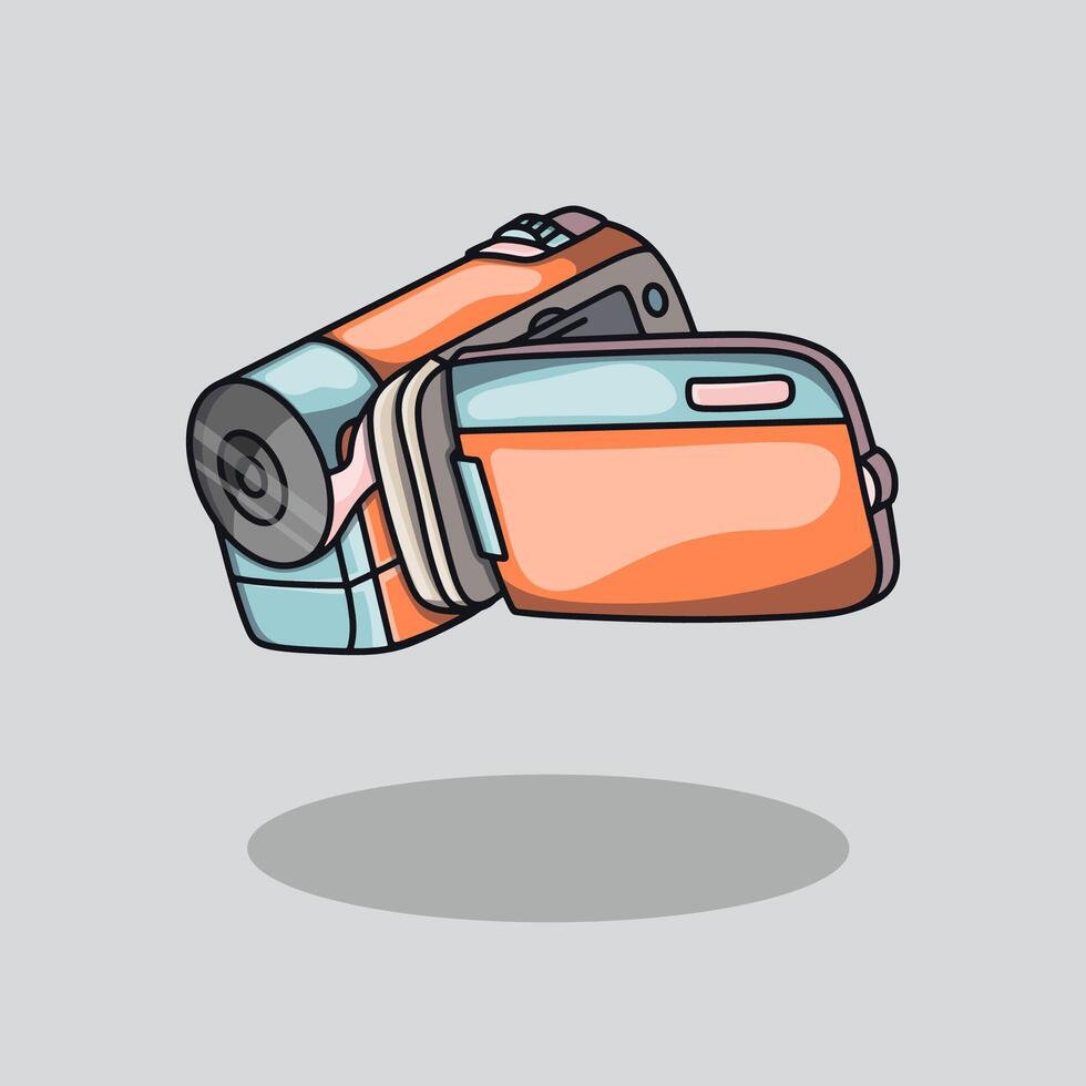 Colorful retro camcorder vector