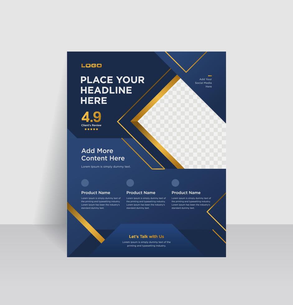 Modern Geometric Design in Rich Dark Blue and Luminous Gold, Perfect for High-End Promotions vector