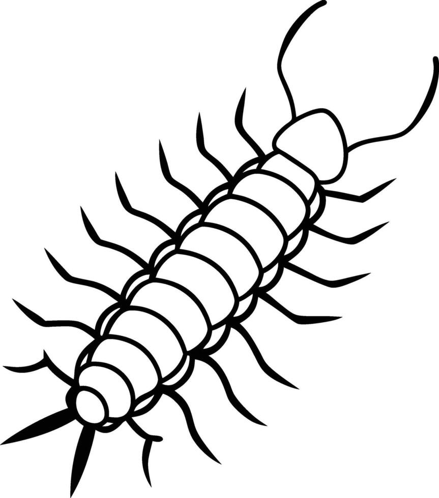 Centipede Silhouette with Many Legs Illustration vector