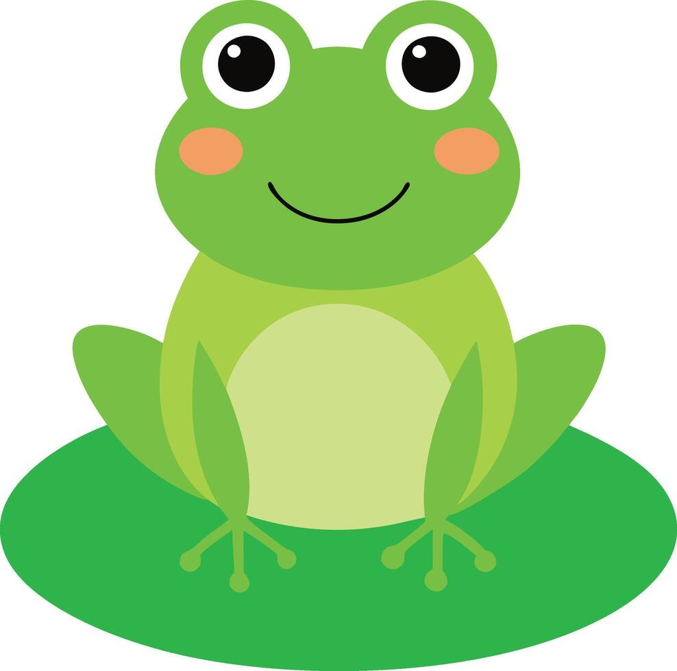 Cheerful Frog Sitting on a Lily Pad A Playful Nature Illustration vector