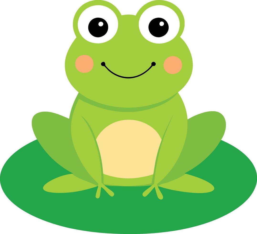 Whimsical Frog on Lily Pad Cheerful Illustration vector