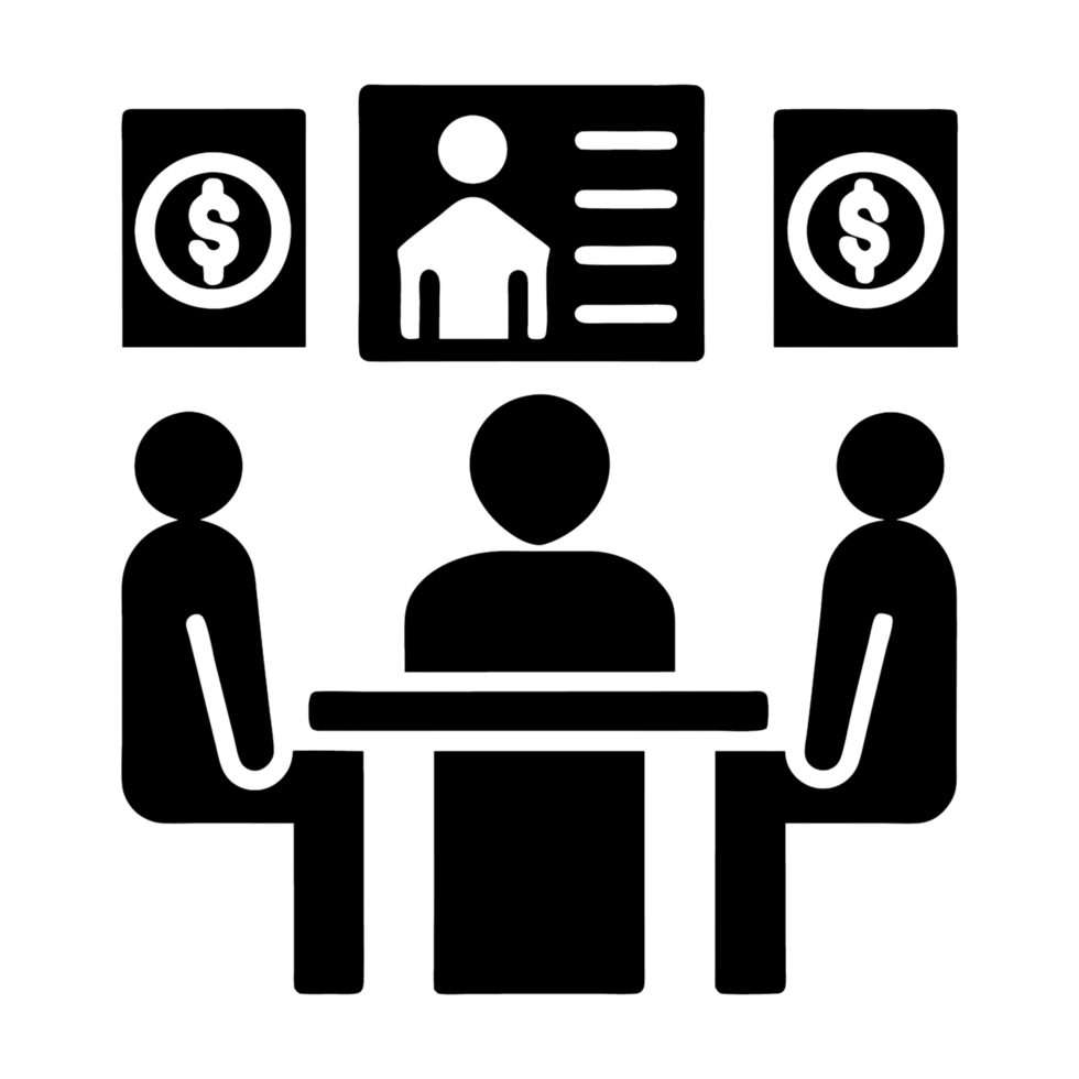 A business meeting in a high tech office with financial data and digital currency displayed on screens, symbolizing modern decision making in finance png
