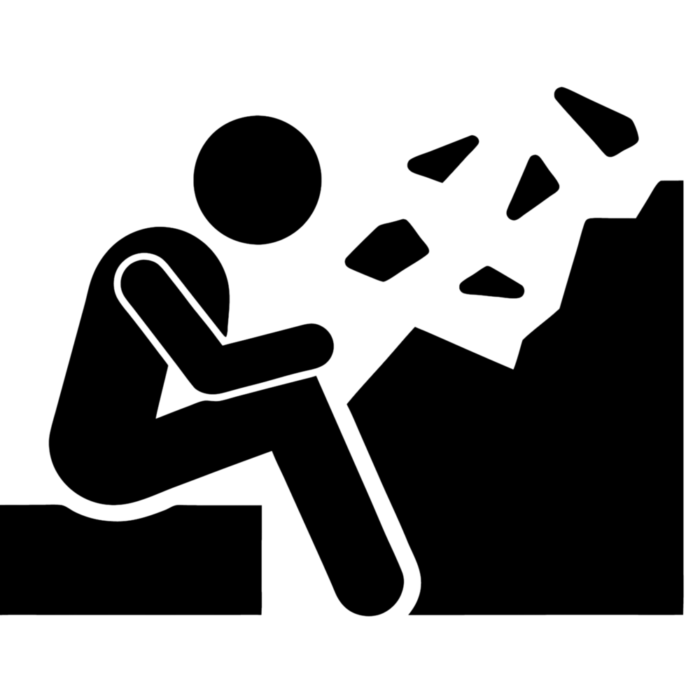 illustration of a person sitting amidst debris on a mountain, symbolizing struggle, isolation, and the weight of challenges png