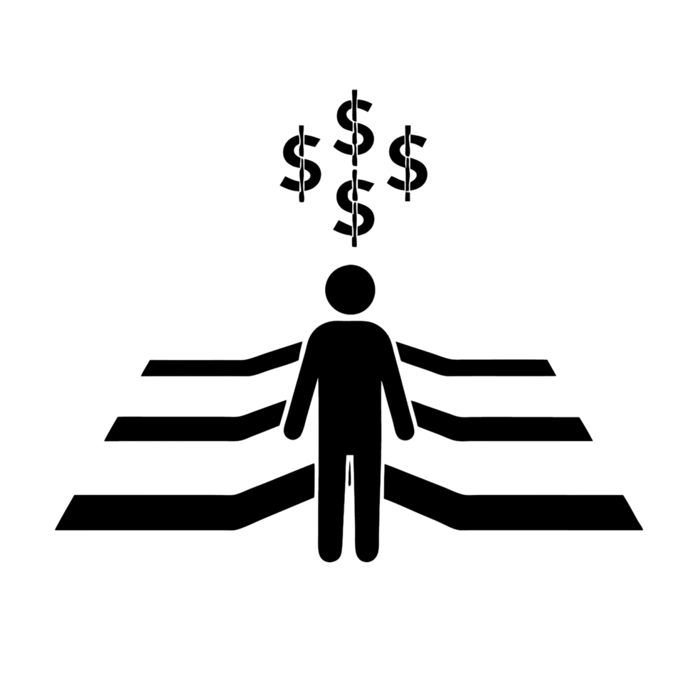human silhouette navigating through a maze like structure, symbolizing decision making, complexity, and personal journey png