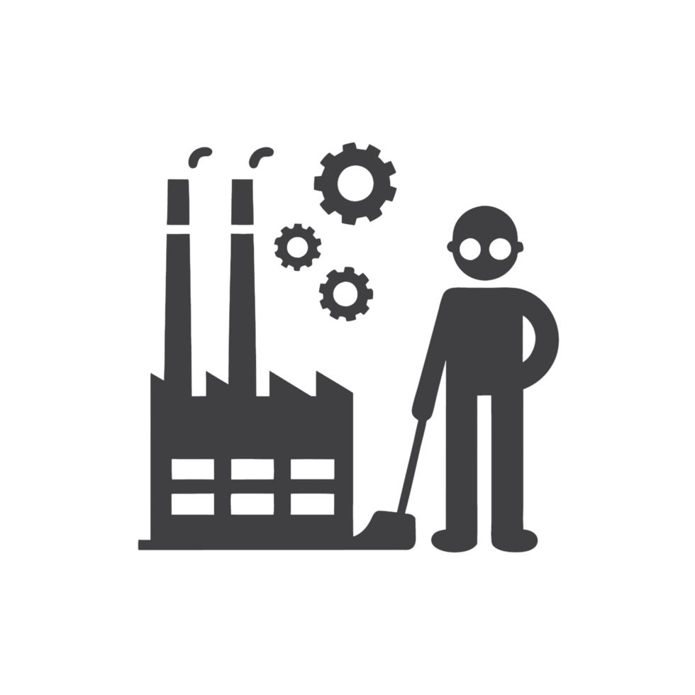 Steampunk inspired janitor in protective gear with mechanical elements and factory settings, symbolizing industrial labor and innovation png