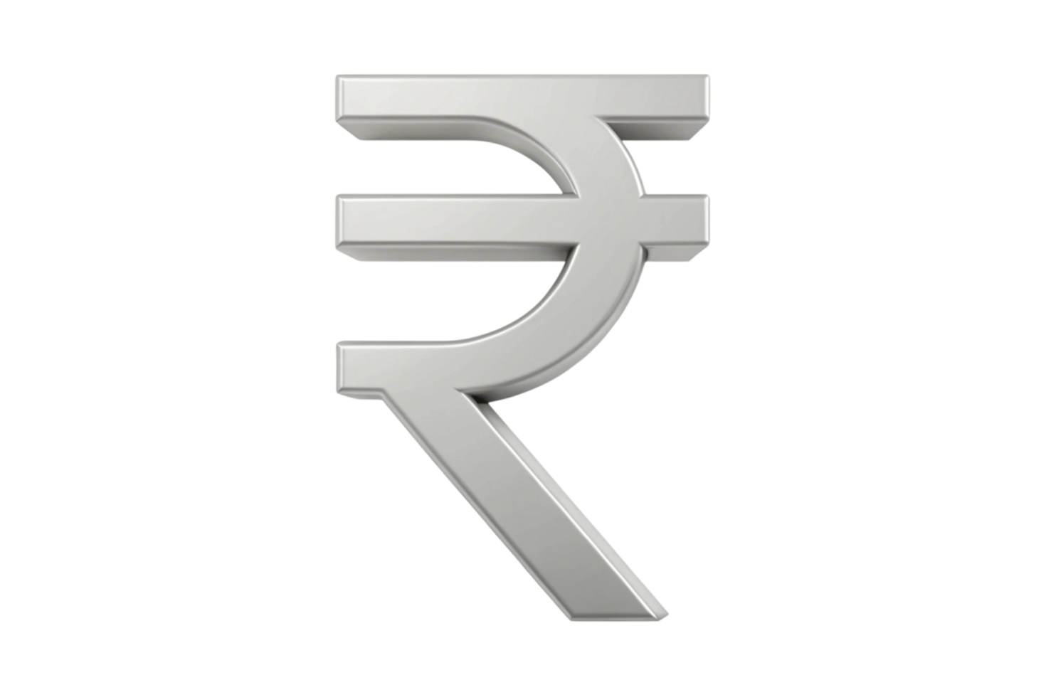 Silver Rupee Symbol in 3D Perspective Isolated on Clean Background png