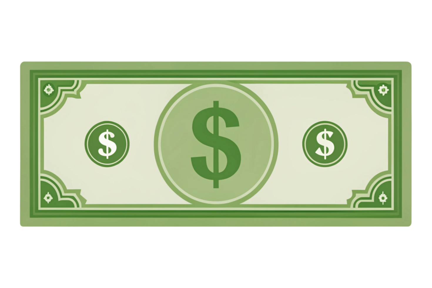 Simple green dollar note illustration on Transparent background for financial and economic design purposes png
