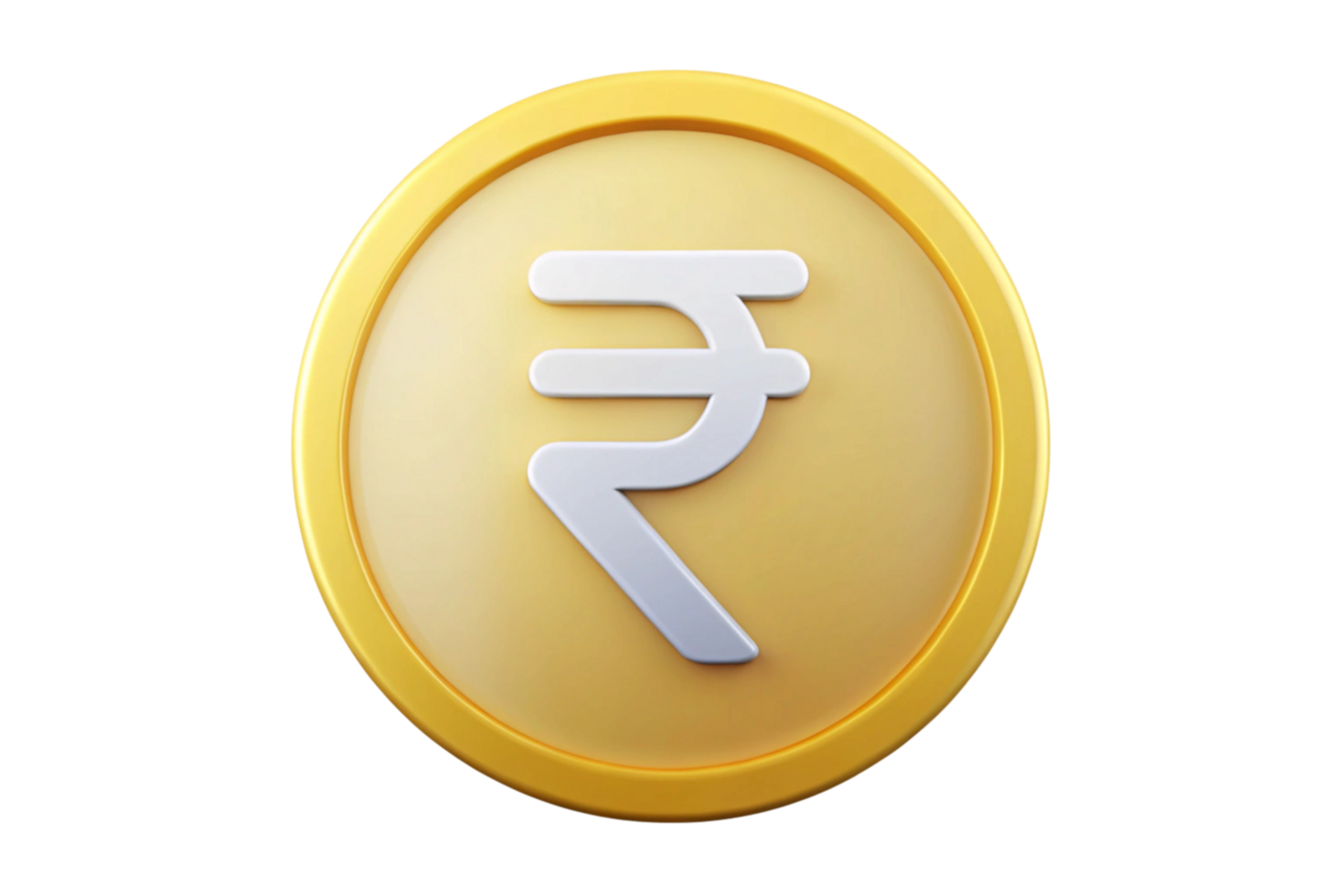 Glossy rupee symbol a yellow coin, perfect for digital finance, economy, and money related visuals png