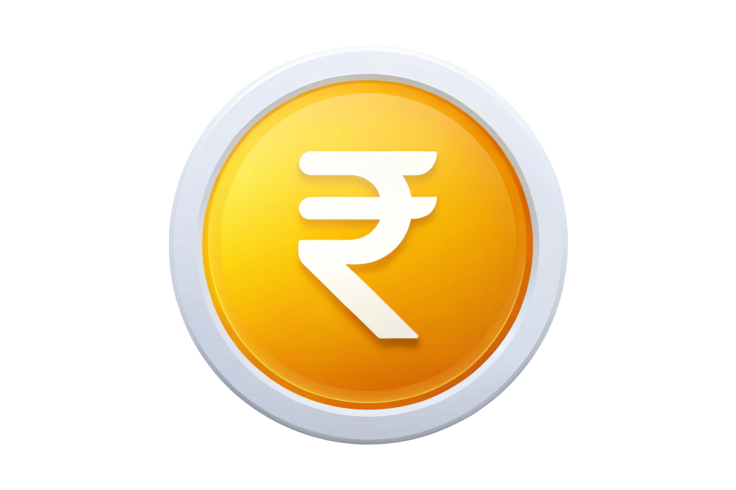 rupee symbol on a yellow coin design, perfect for digital finance, economy, and money related visuals png