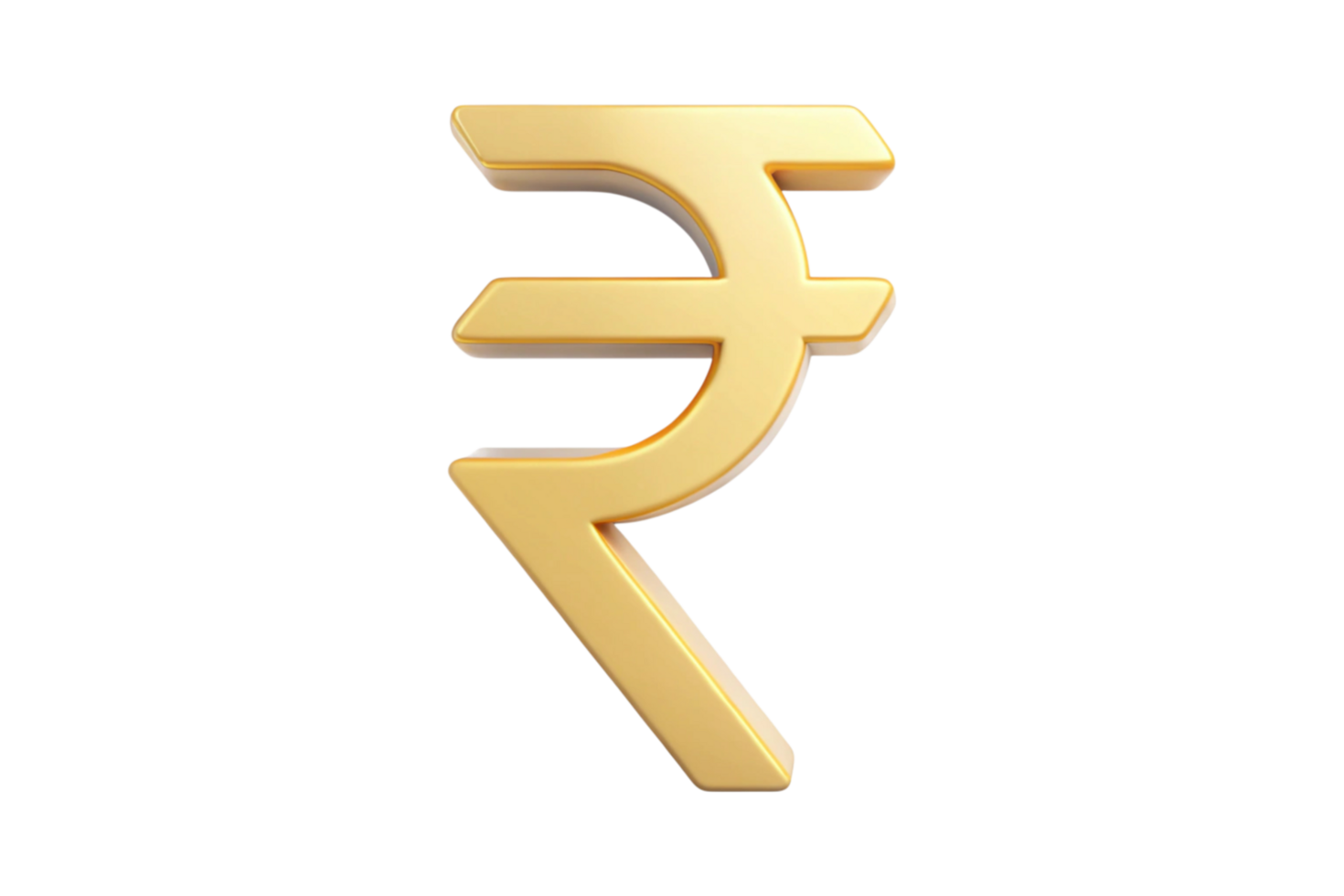 Golden Indian Rupee Symbol in 3D Style Isolated on Transparent background png