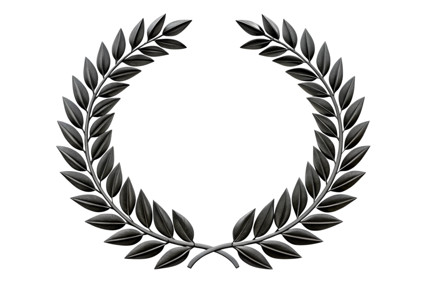 Classic black laurel wreath illustration on Transparent background symbolizing victory and achievement png