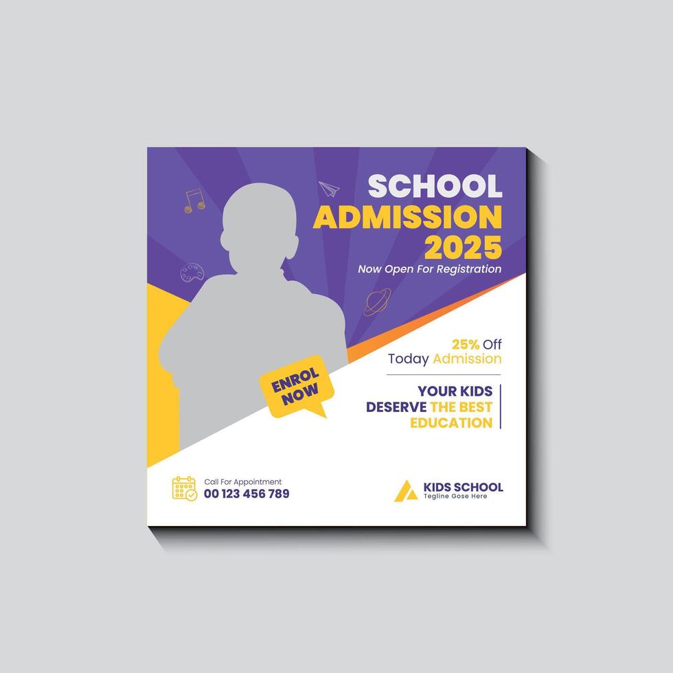 Back to School social media post design vector