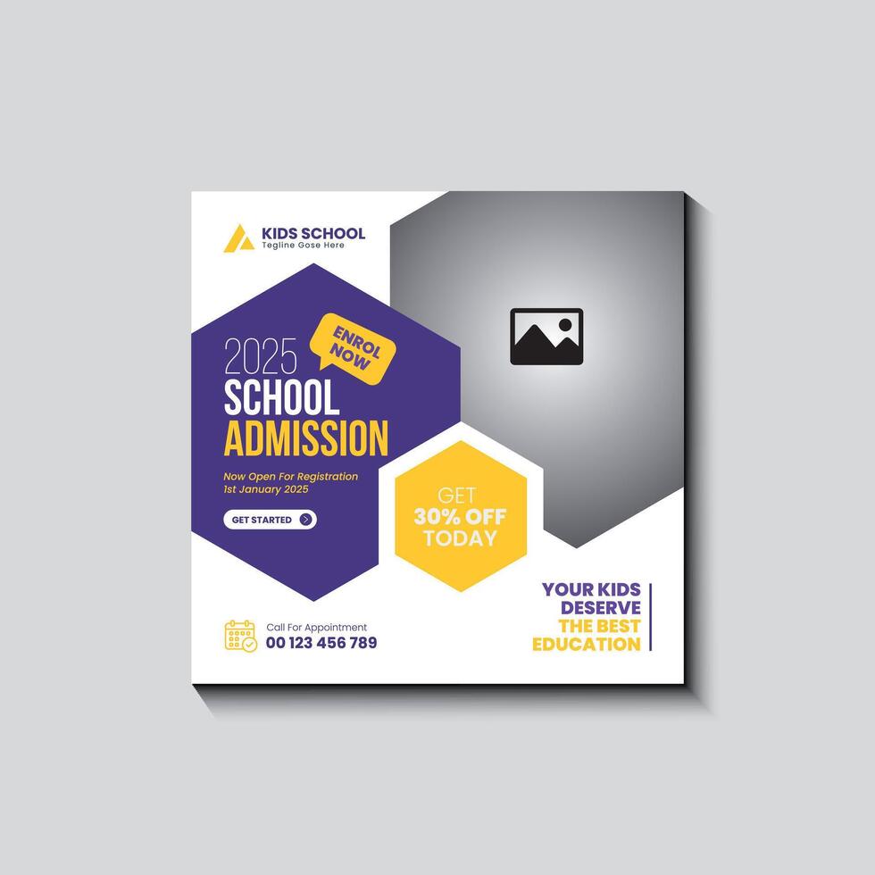Back to School admission social media post design vector