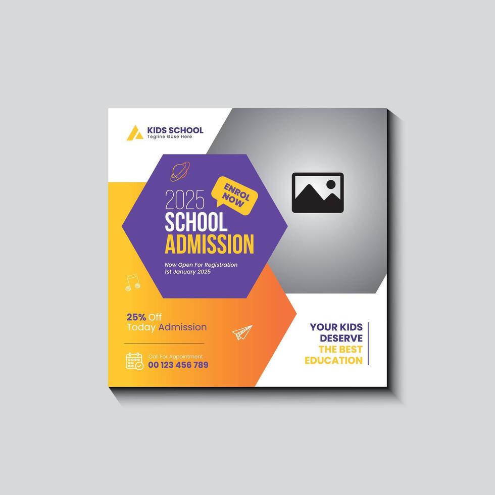 Back to School social media post template vector