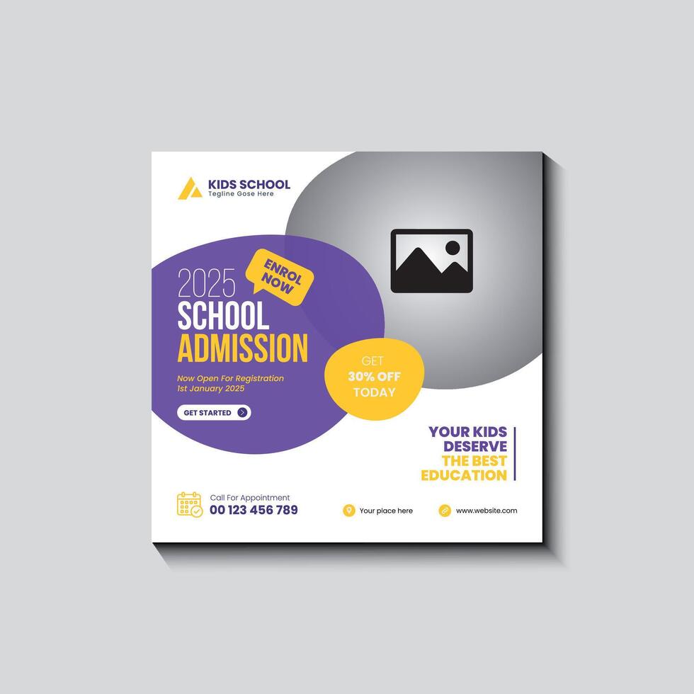 Back to school admission social media post template vector
