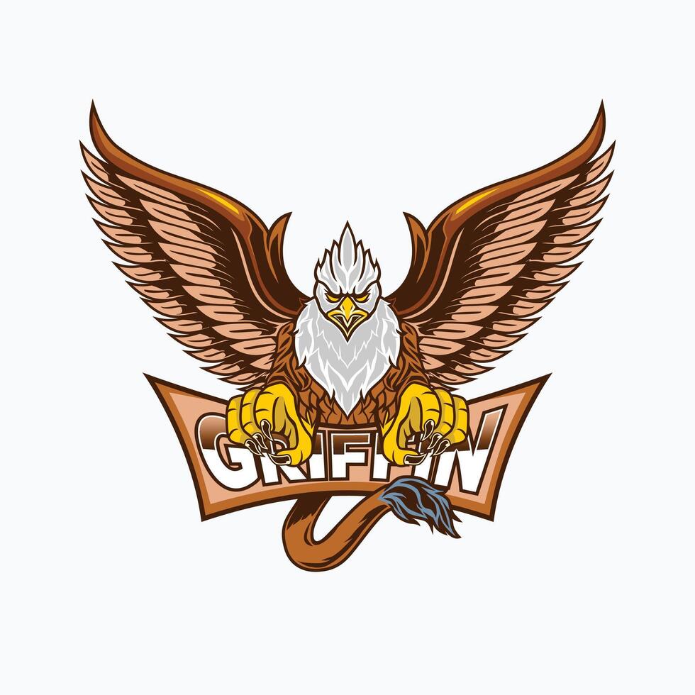 The eagle is holding a spear and has the word warrior on it vector
