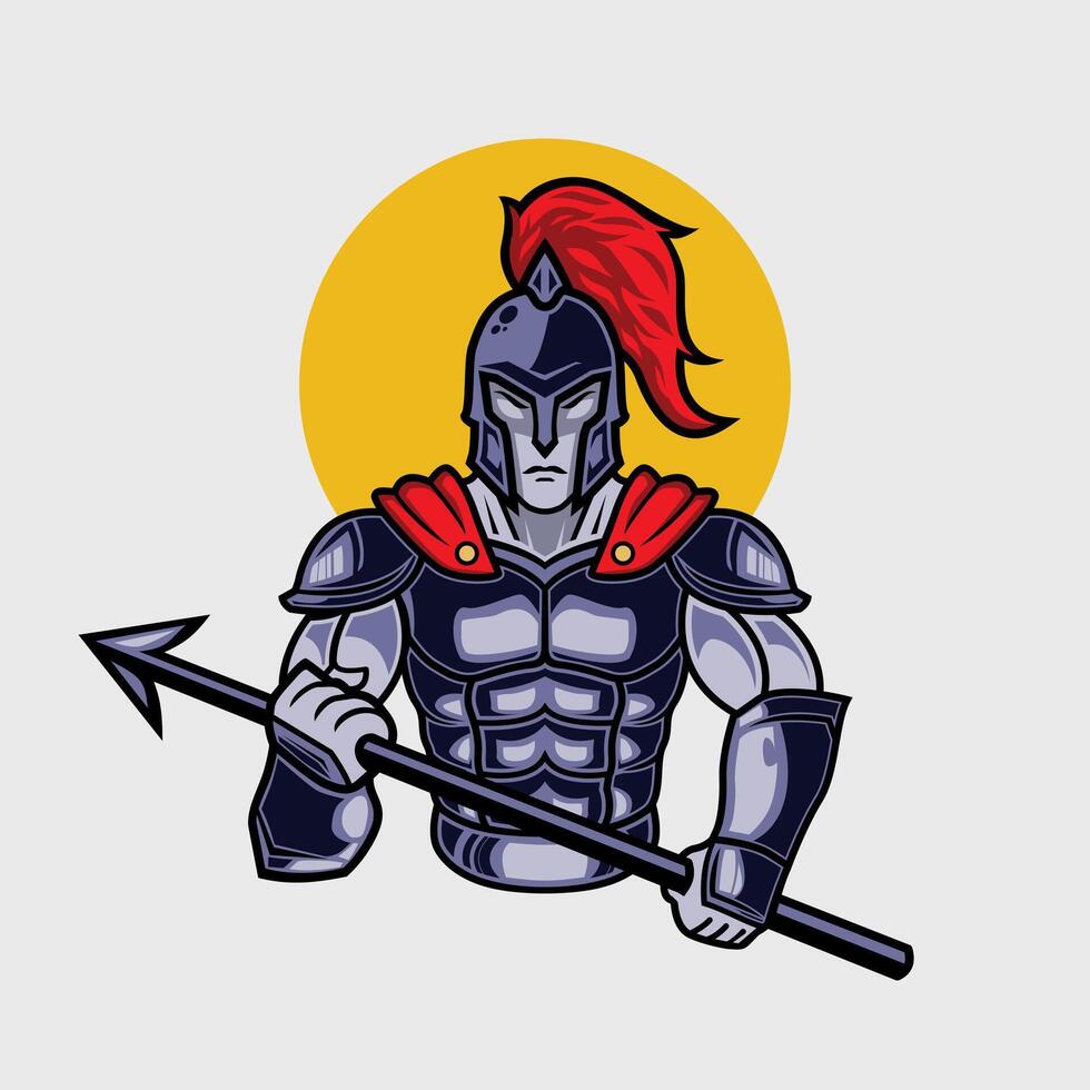 An illustration of a spartan warrior holding an arrow vector