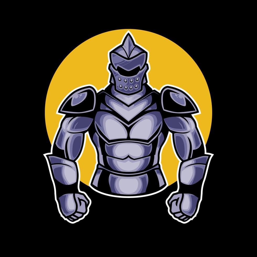Silver Metal Armor Knight Logo Illustration vector