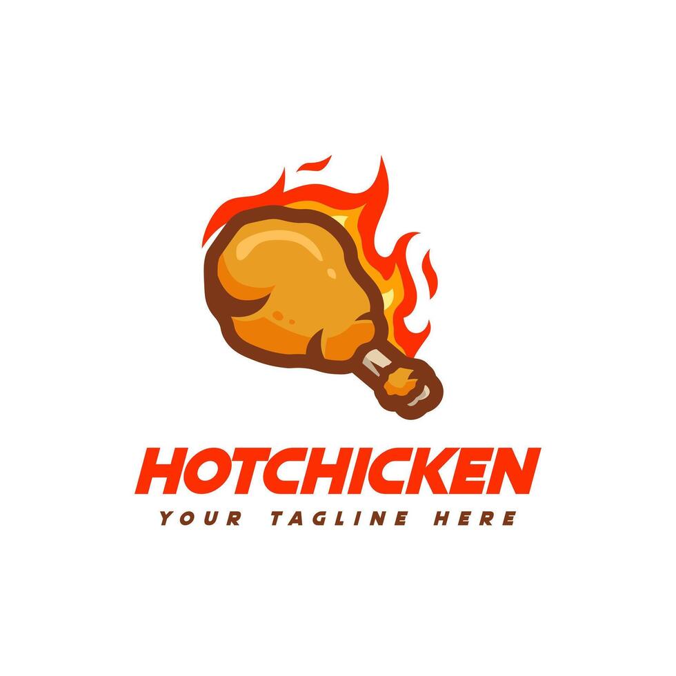 rustic fire chicken leg logo vector