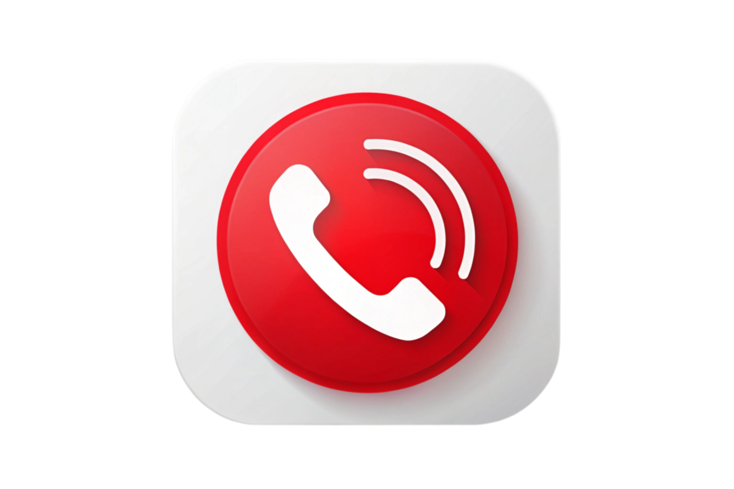 Circular red phone icon with a white receiver and sound waves, conveying urgency in communication, professional digital design png