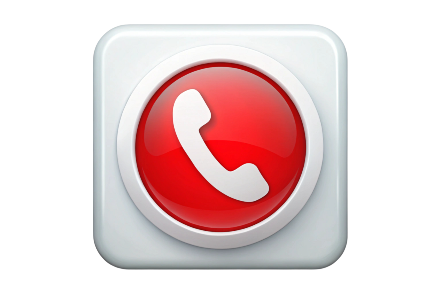 Red phone icon symbol with a white telephone receiver for mobile apps, calling and communication services, high definition, modern style png