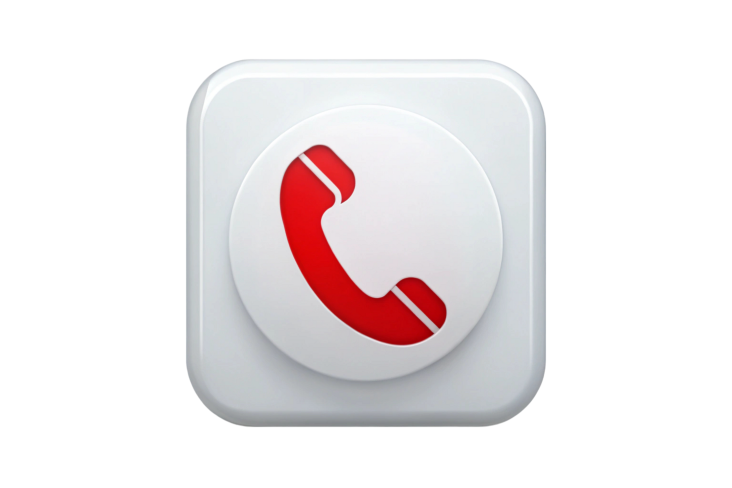Clean and professional white phone call icon with a red receiver, illustrating an emergency or important communication service png