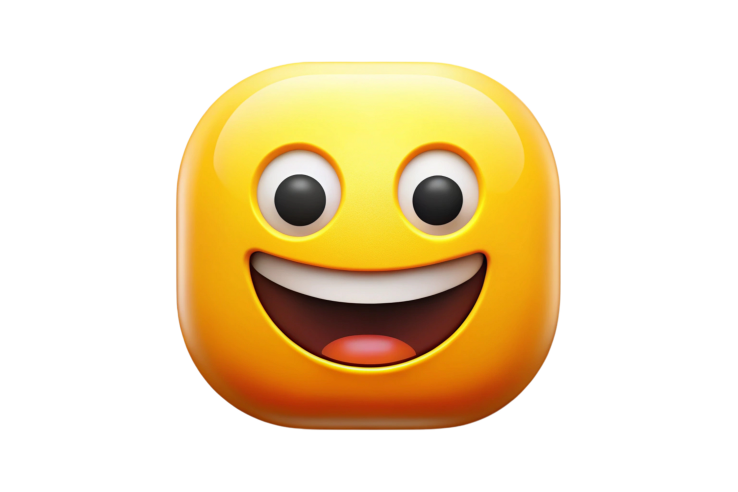Bright yellow smiling emoji icon showcasing happiness and cheerful communication in digital formats png