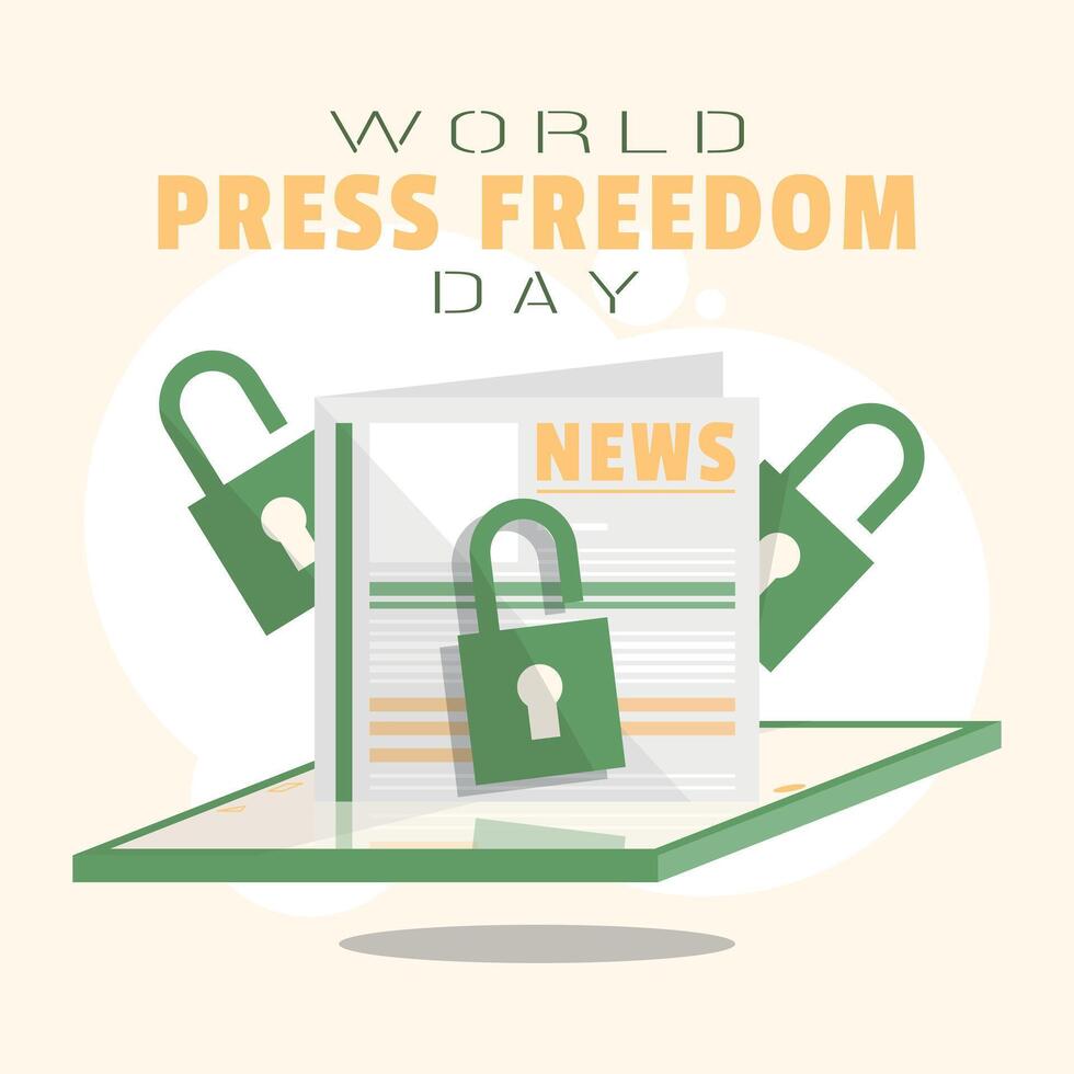 World Press Freedom Day Poster. Ease of news delivery. Viewing news on smartphones vector