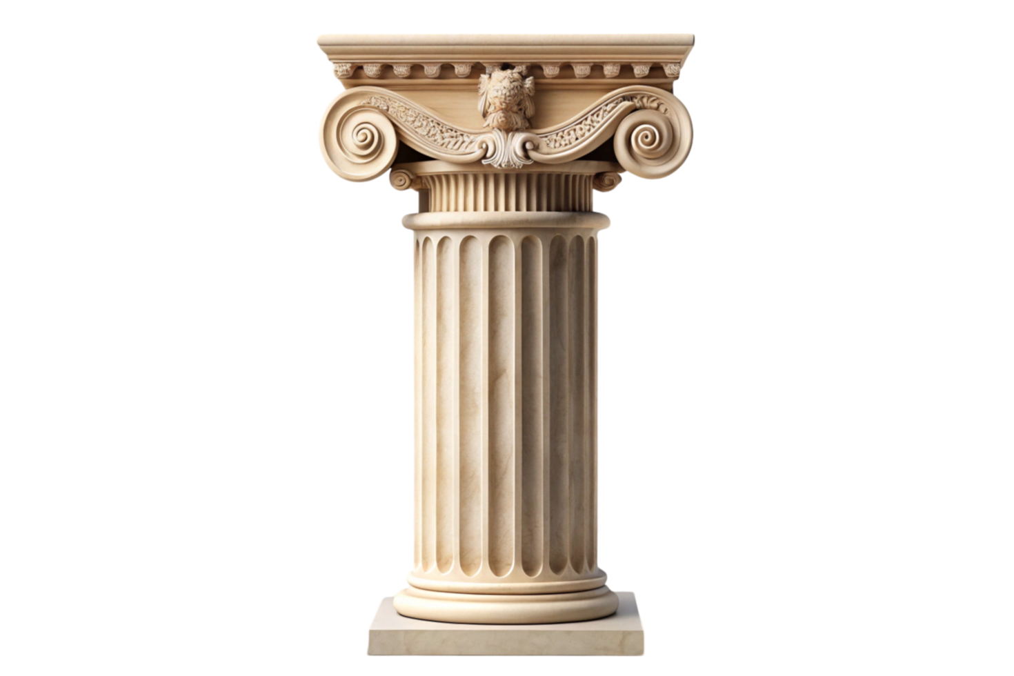 Elegant marble column with decorative carvings and scrolls, highlighting the timeless beauty of Greek style architecture and sculpture png