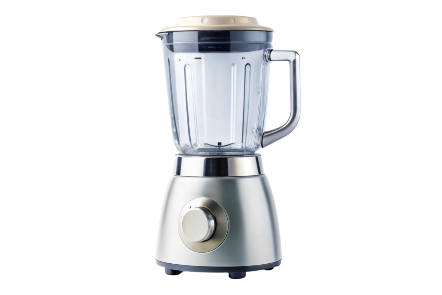 metallic blender with a transparent jug, modern kitchen appliance for making smoothies, soups, and shakes in a contemporary home setting png