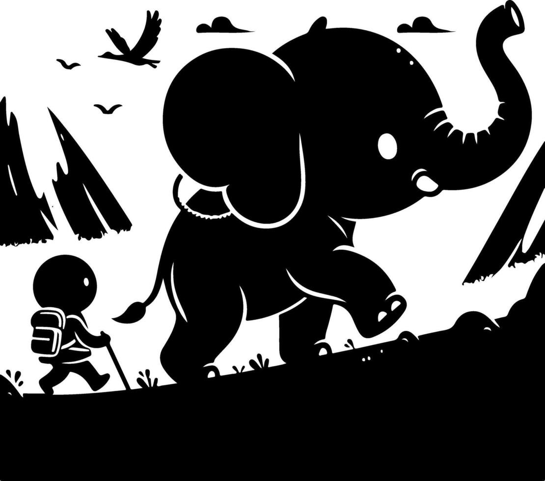 Scenic Mountain Hike with Elephant vector