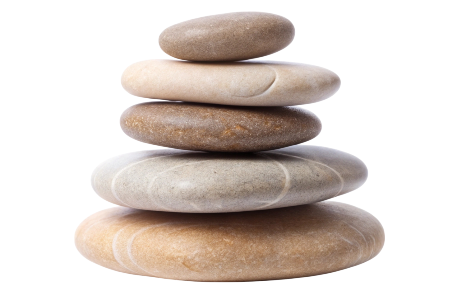 Peaceful arrangement of natural round stones in a balanced stack, emphasizing tranquility and natural beauty png
