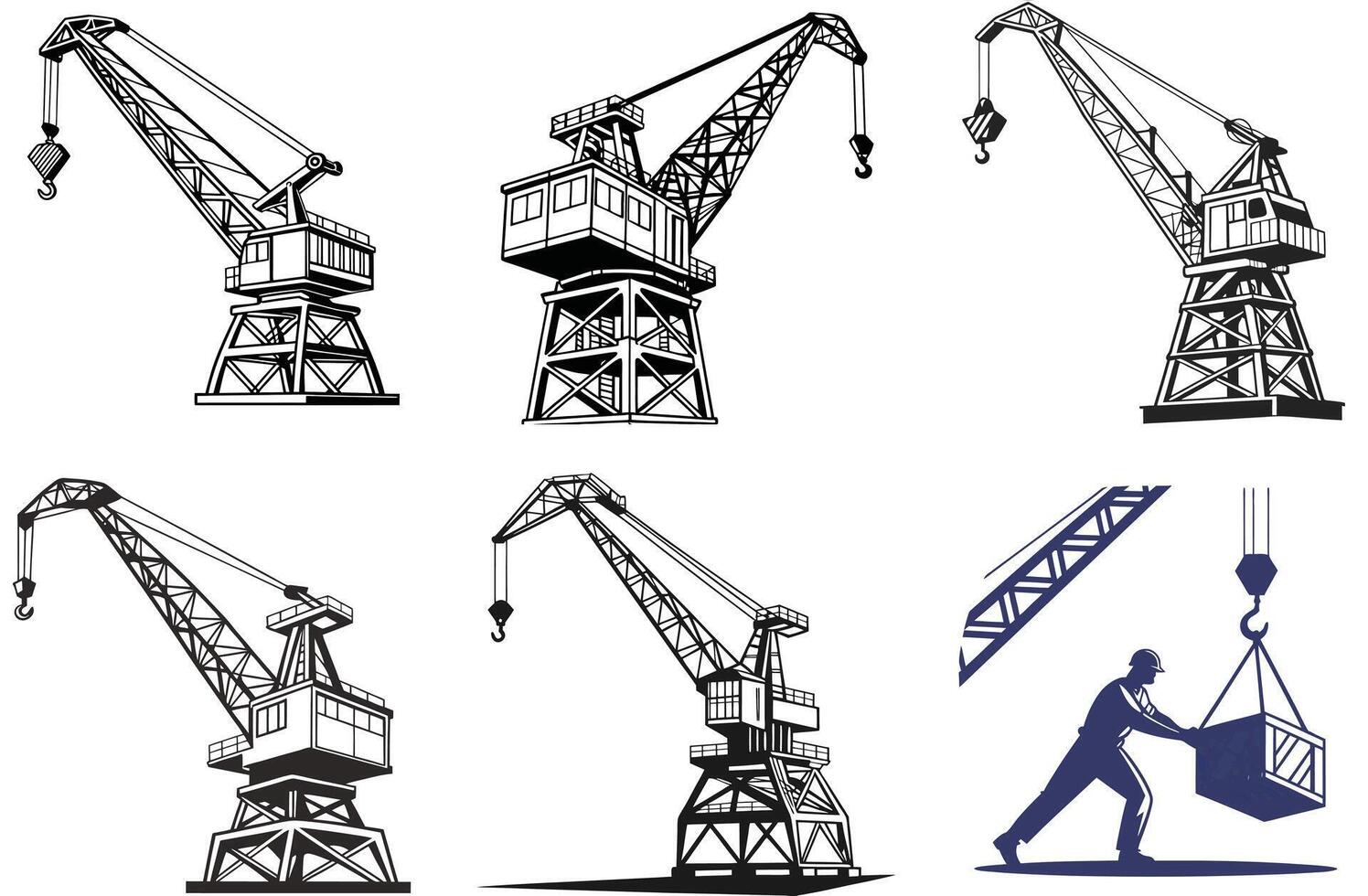 Tower Crane Silhouette Set vector