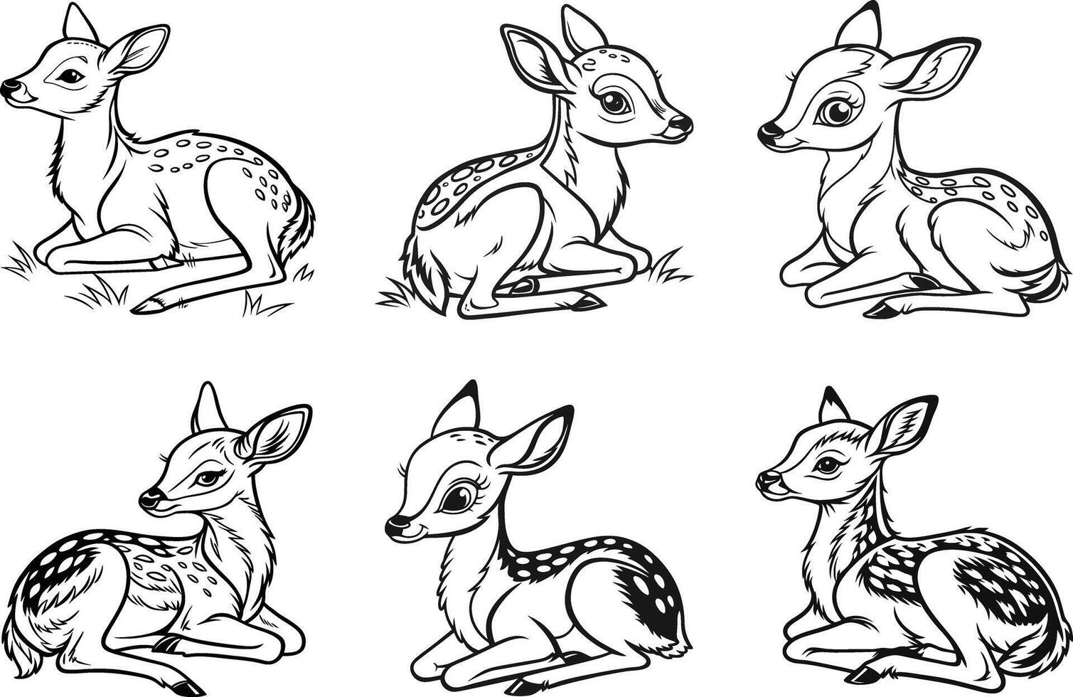 Baby Deer Outline Silhouettes vector