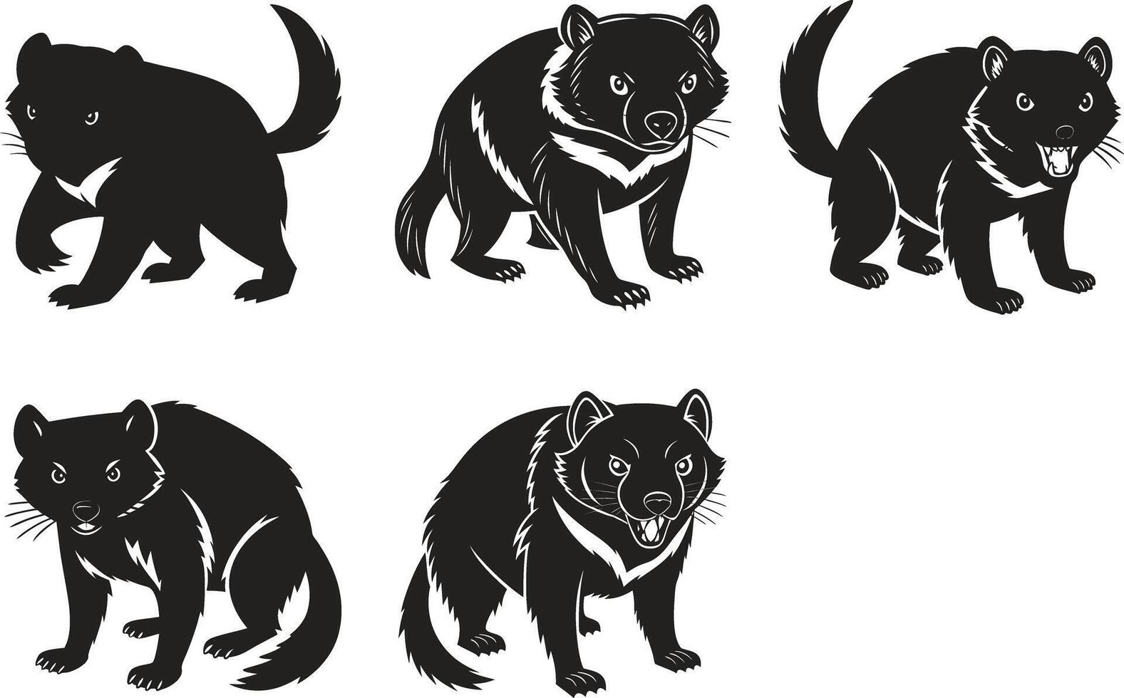Tasmanian Devil Silhouette Pack vector